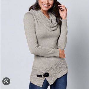 Venus Cowl Neck Sweater with Buckle Detail